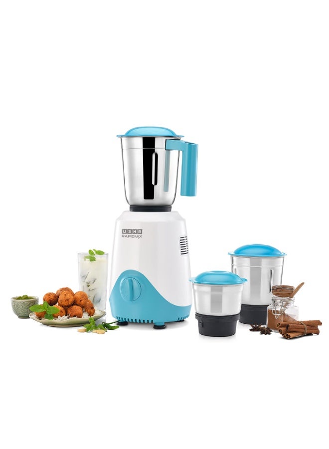 USHA Rapidmix 500-Watt Copper Motor Mixer Grinder With 3 Jars And 2 Years Product Warranty & 5 Years Motor Warranty - Image 1